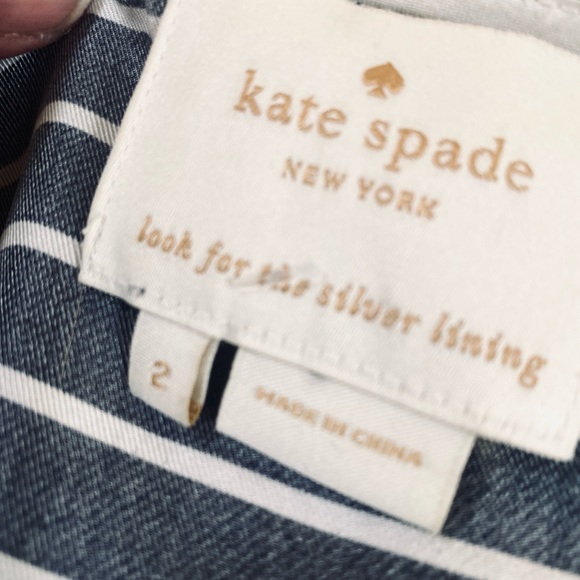 Navy and white striped KATE SPADE wrap dress - size 2 - 100% silk - Picture 4 of 7